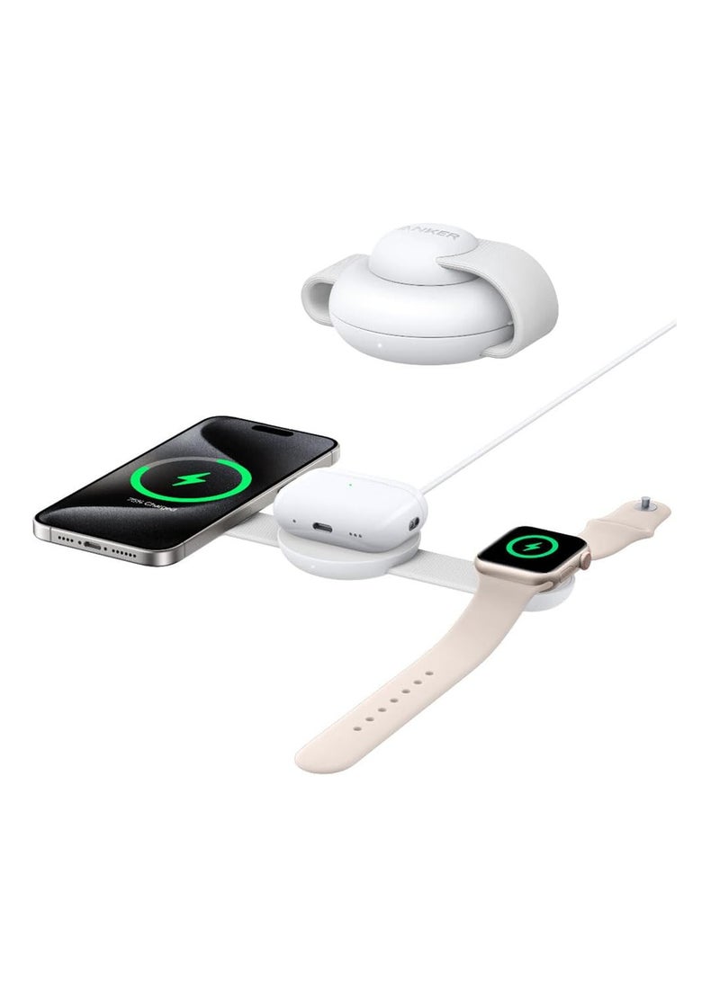 Anker MagSafe Compatible 3-in-1 Wireless Charging Station, Qi2 Certified MagGo 15W Charger, Foldable Travel Charging Pad for iPhone 15/14/13/12, AirPods, Apple Watch - - Image 1