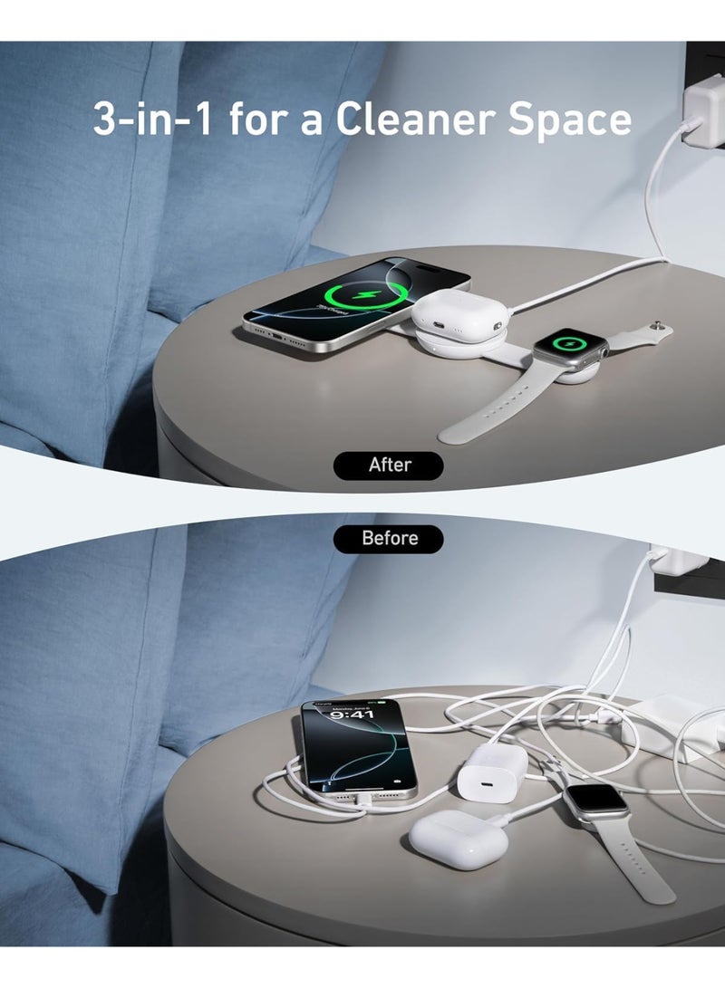 Anker MagSafe Compatible 3-in-1 Wireless Charging Station, Qi2 Certified MagGo 15W Charger, Foldable Travel Charging Pad for iPhone 15/14/13/12, AirPods, Apple Watch - - Image 5