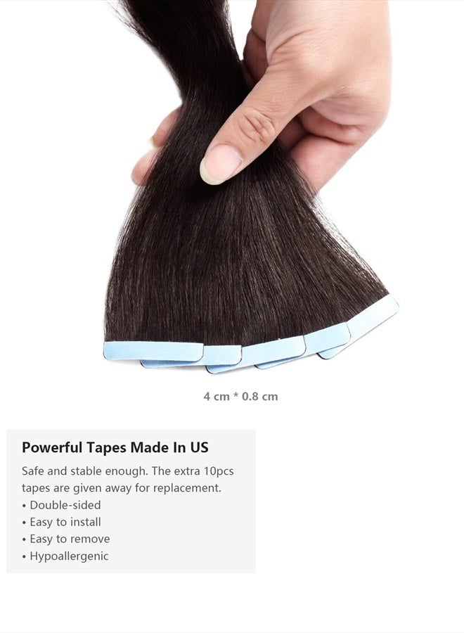 ROSE BUD Tape in Hair Extensions REMY Human Hair, Secure Skin Weft Hair Extensions Seamless 40g/Pack 20Pcs 14 Inch - Image 4