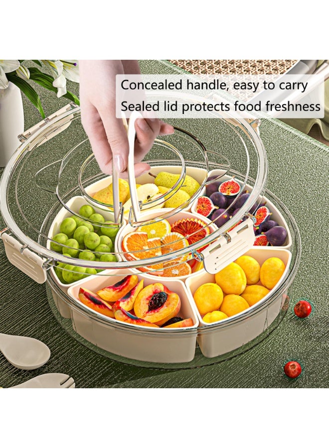 Divided Serving Tray with Lid and Handle Fruit Containers for Fridge Snack Box Container Divided Storage Box for Platters for Serving Food Outdoor Party Snack Cracker and Spice Organizer - Image 4