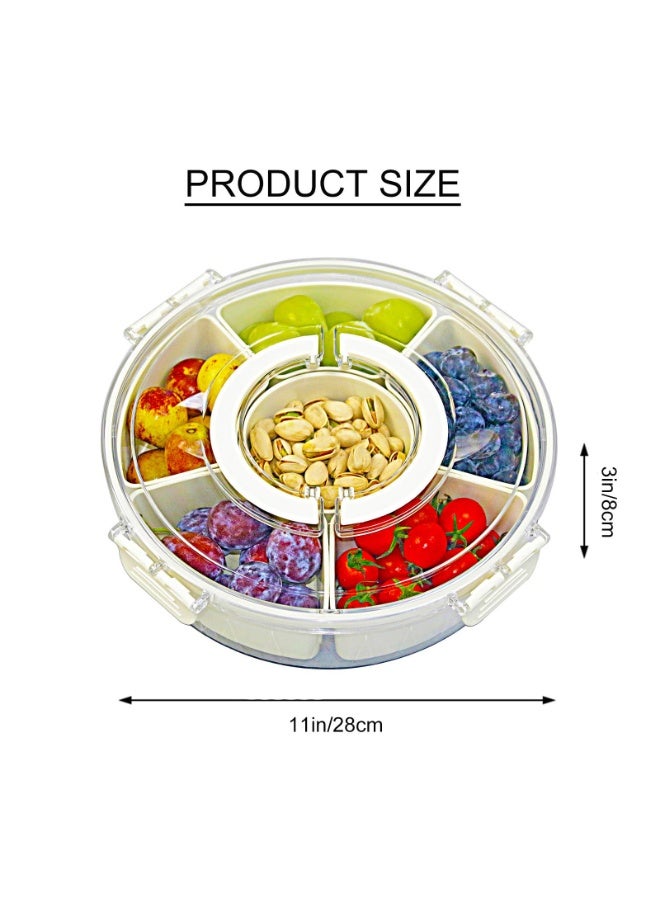 Divided Serving Tray with Lid and Handle Fruit Containers for Fridge Snack Box Container Divided Storage Box for Platters for Serving Food Outdoor Party Snack Cracker and Spice Organizer - Image 2