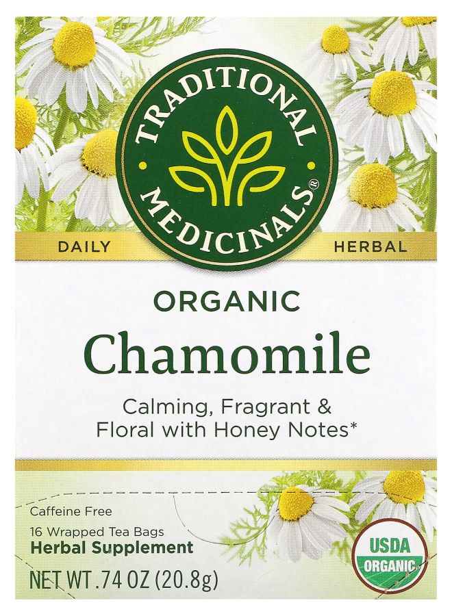 Traditional Organic Chamomile Caffeine Free 16 Wrapped Tea Bags 0.74 oz (20.8 g)