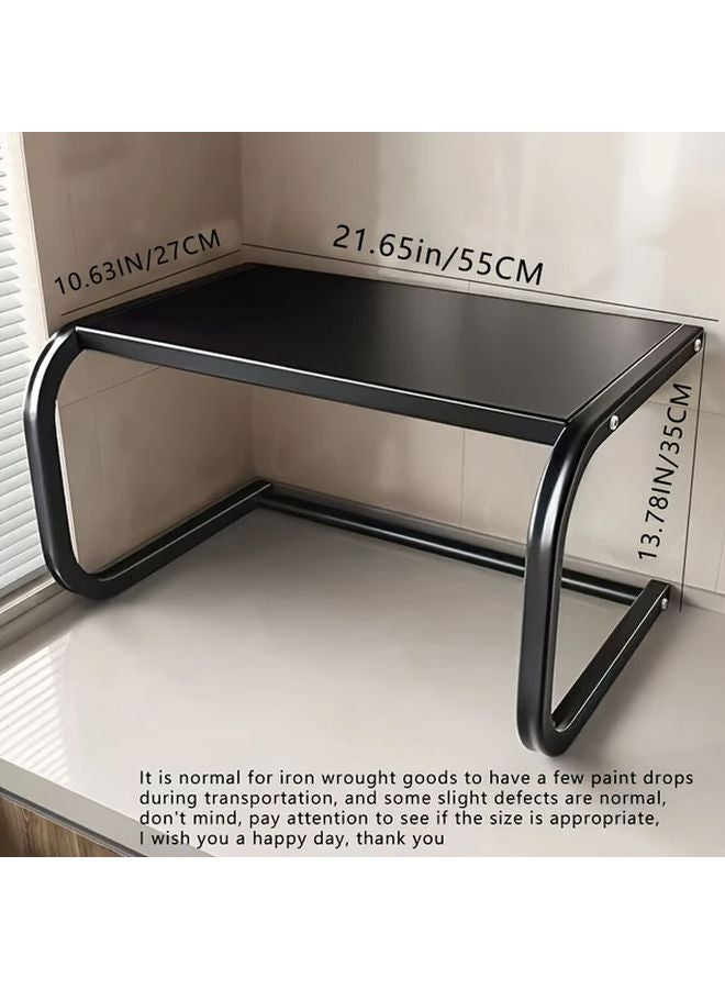 Dual Tier Metal Kitchen Storage Rack Silvery Space Saving Organizer For Microwave Oven - Image 5