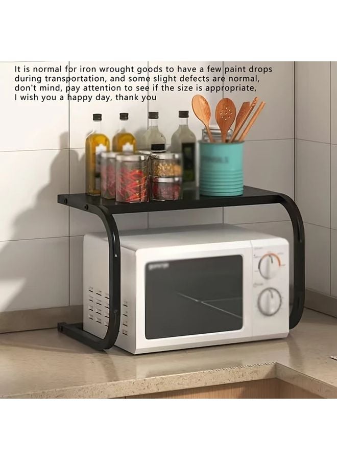 Dual Tier Metal Kitchen Storage Rack Silvery Space Saving Organizer For Microwave Oven - Image 4