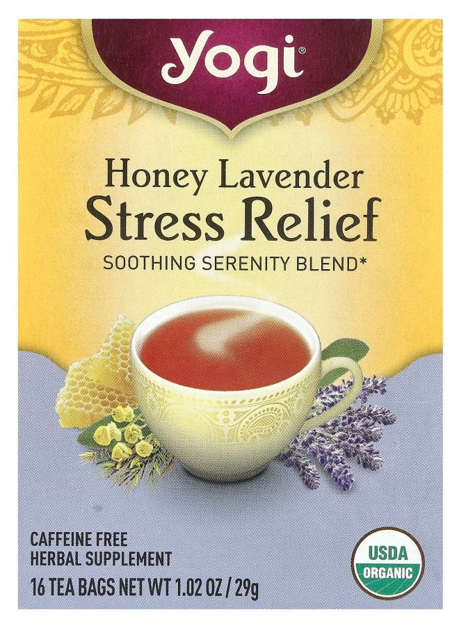 Yogi Tea شاي مهدئ بالعسل والخزامى خالي من الكافيين 16 كيس شاي 1.02 أونصة (29 جرام)