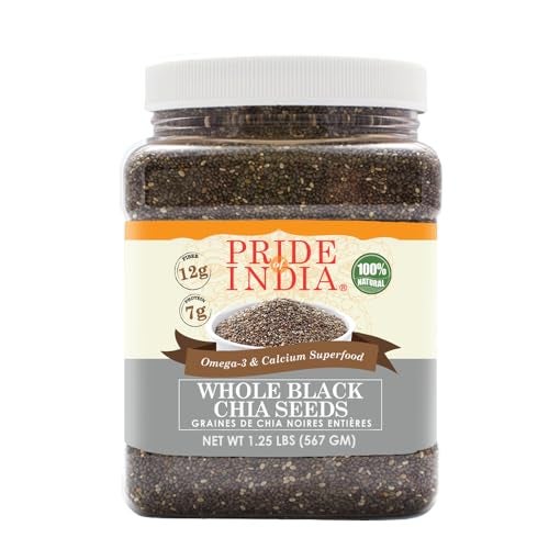 Pride of India Black Chia Seeds 125 lb  Whole Raw Chia Seeds for Smoothies Pudding Yogurt  Salad  High Fiber Omega 3  Calcium Rich Superfood  Vegan  Gluten Free - Image 1