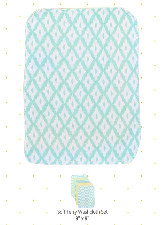 Spasilk Washcloth Wipes Set for Newborn Boys and Girls, Soft Terry Washcloth Set, Pack of 10, Green Diamonds - Image 2