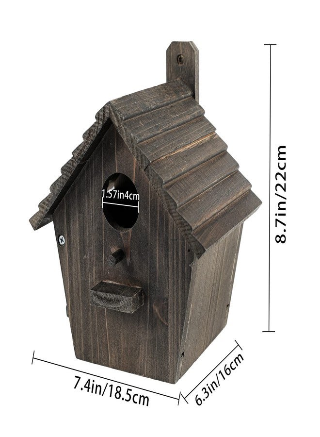 NATUREYLWL Bird House Black Birdhouse Bird Houses for Outside with Pole Wooden Bird House for Finch Bluebird House Cardinals Hanging Birdhouse Clearance Garden Country Cottages B8-2 - Image 3