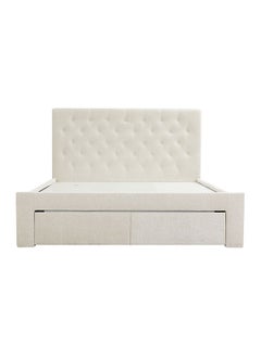 DANUBE HOME Danube Home Bacia Queen Bed With 2 Front Drawer Storage Sturdy Modern Design Wooden Double Bed Frame Furniture L 218 x W 162 x H 111 cm Beige  - Image 2