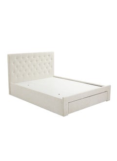 DANUBE HOME Danube Home Bacia Queen Bed With 2 Front Drawer Storage Sturdy Modern Design Wooden Double Bed Frame Furniture L 218 x W 162 x H 111 cm Beige  - Image 4