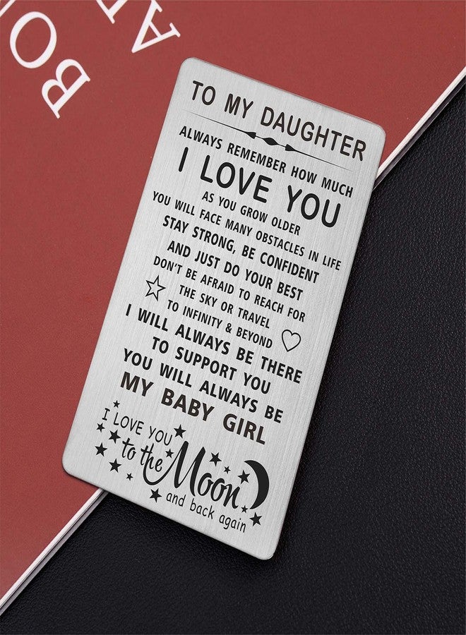 TANWIH Daughter I Love You Gifts Engraved Wallet Card, You Will Always Be My Baby Girl, To My Daughter Birthday Graduation Christmas Wedding Gifts from Mom Dad - Image 4