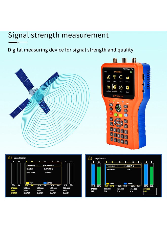Gtmedia - GTMEDIA V8 Finder Pro TV Signal Finder Meter DVB-S/S2/S2X/T/T2/C Signal Receiver 4.3-inch LCD Dispaly H.265 Auto Calculate Angle 4000mAh Battery - Image 1