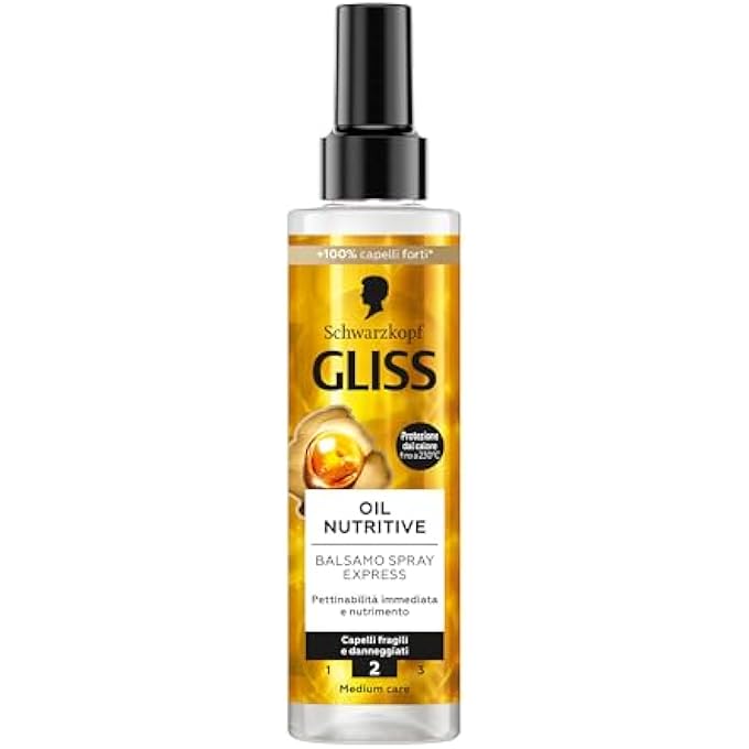 Gliss SCHWARZKOPF OIL NUTRITIVE CONDITIONER SPRAY EXPRESS, NOURISHING, 200 ML, LEAVE IN CONDITIONER SPRAY WITH OMEGA-9 AND MARULA OIL, CONDITIONER WITHOUT RINSING AND HEAT PROTECTION FOR DAMAGED HAIR - Image 2