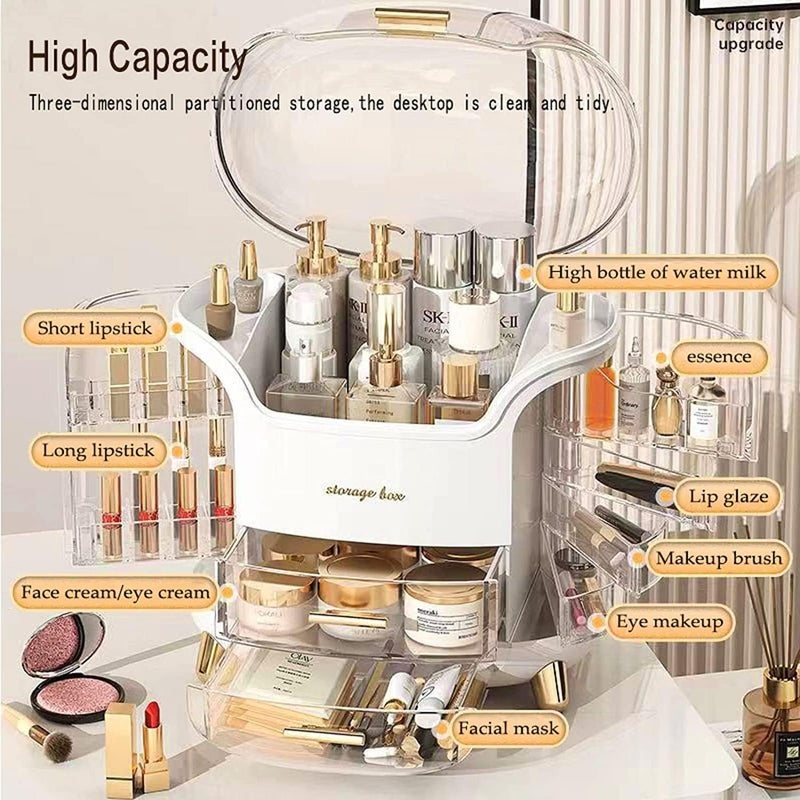 GREEVA Dustproof Cosmetic Storage Box Makeup Organizer for Vanity Ladies Personal Care Storage for Travelling,Skincare Jewelry Lipstick Case Organizer,Skin Care Holder Beauty Case Kit for Bathroom - Image 5