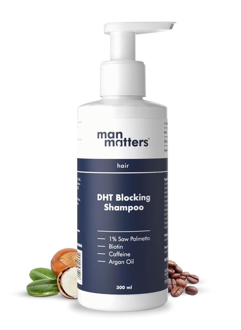 Man Matters Dht Blocking Anti Hair Fall Shampoo, Reduces Hair Fall, Strengthen Hair, With Power Of Caffeine, Saw Palmetto, Argan Oil, & Biotin | 300ml  - Image 1