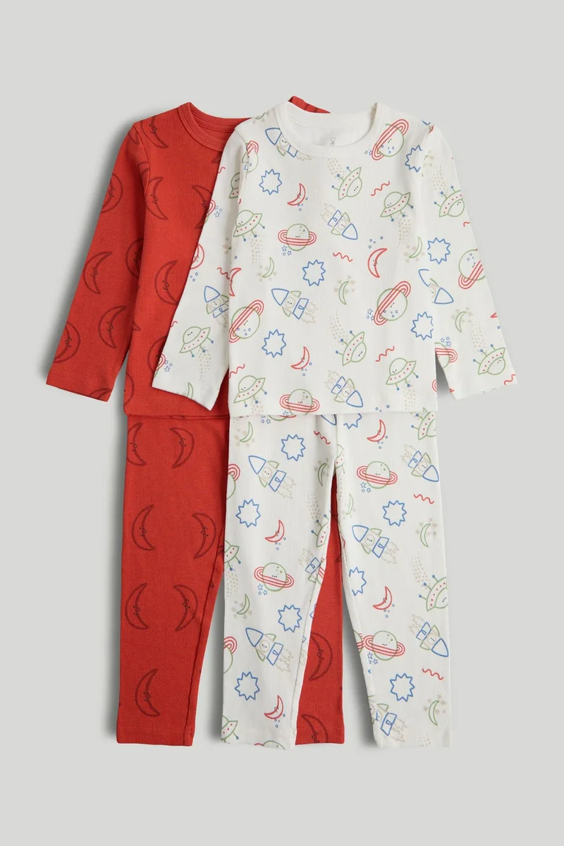 مذركير عبوة من قطعتين بيجامات مضلعة بتصميم الفضاء