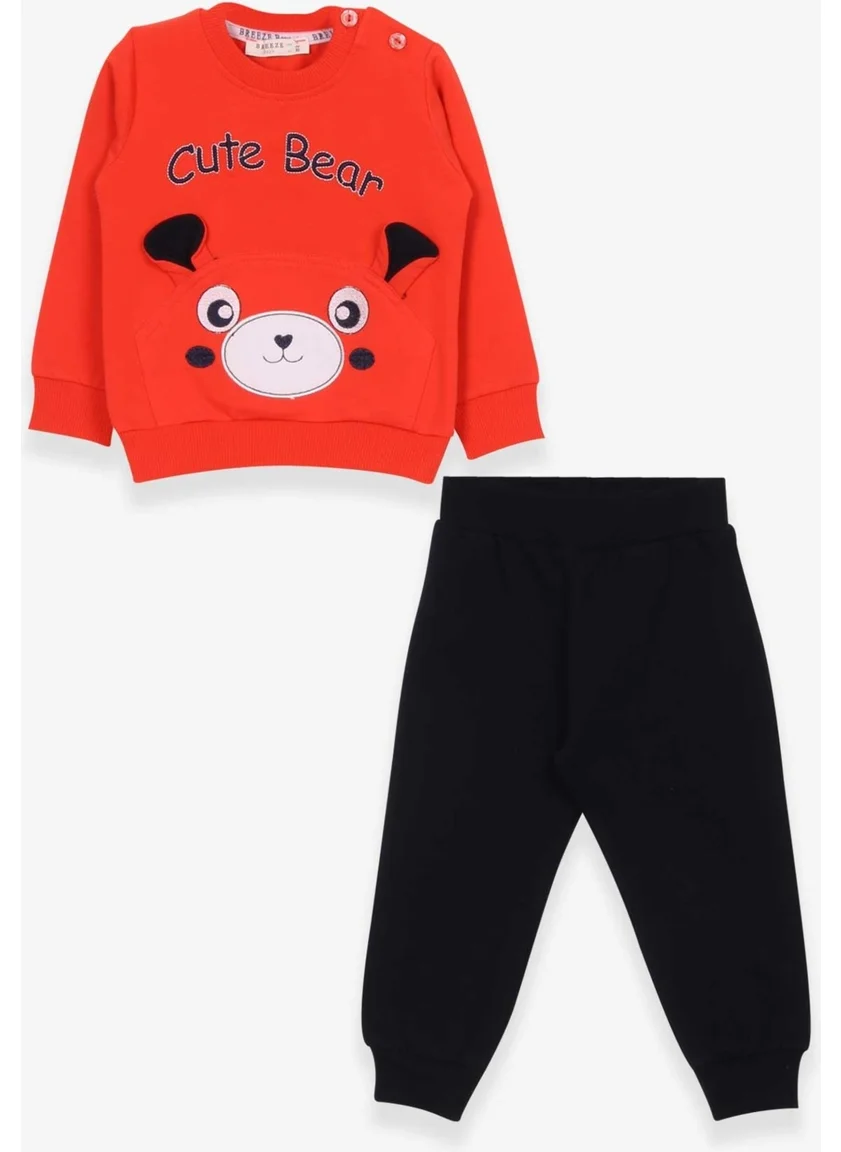 Breeze Baby Boy Tracksuit Set With Bear Embroidery Orange (9 Months-3 Years)