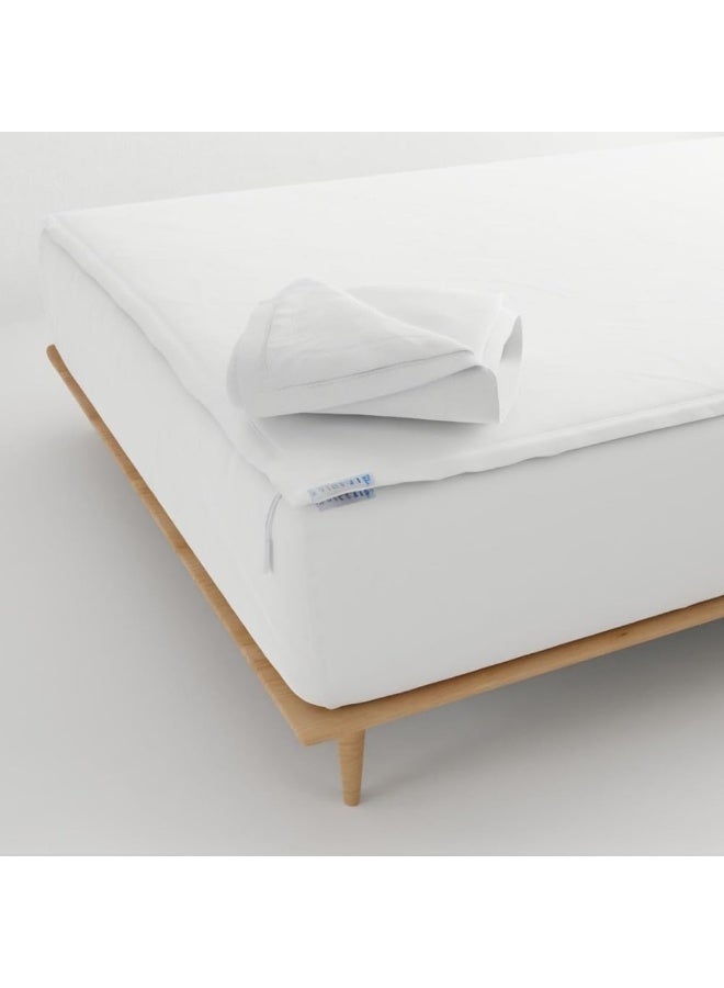 QUICKZIP QuickZip Fitted Sheet - Includes 1 Fitted Sheet Base & 2 Zip-On Sheets - Easy to Change, Fold & Wash Queen Sheet - Soft Sateen 400 TC Cotton Fitted Sheets - 16” Deep Pockets Queen Size Sheets – White  - Image 1