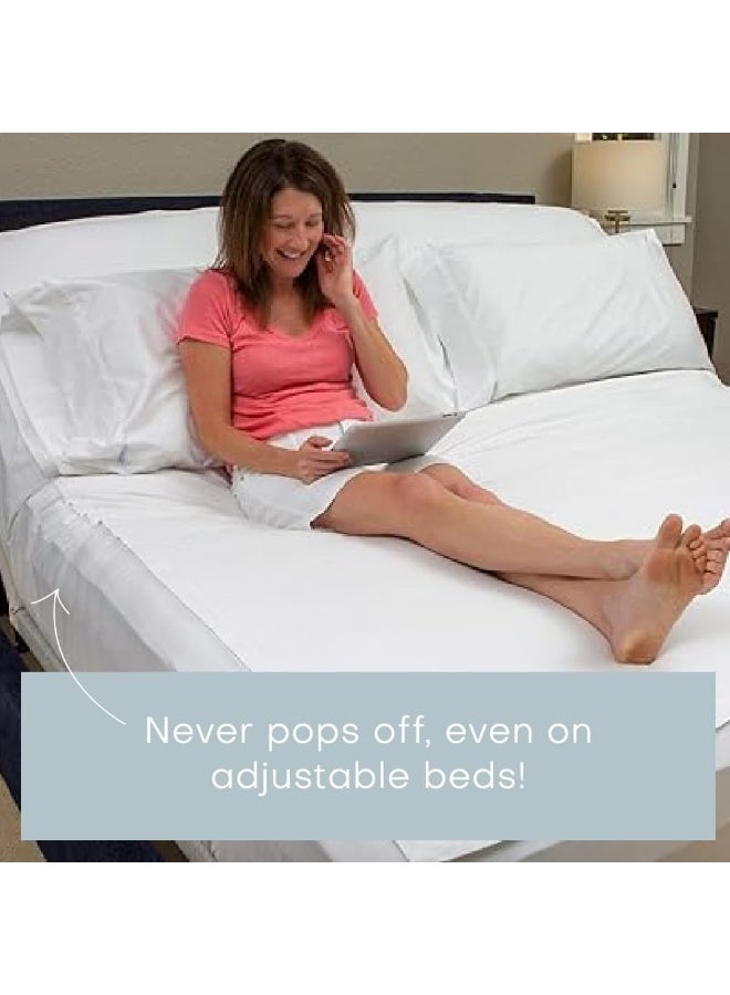 QUICKZIP QuickZip Fitted Sheet - Includes 1 Fitted Sheet Base & 2 Zip-On Sheets - Easy to Change, Fold & Wash Queen Sheet - Soft Sateen 400 TC Cotton Fitted Sheets - 16” Deep Pockets Queen Size Sheets – White  - Image 4
