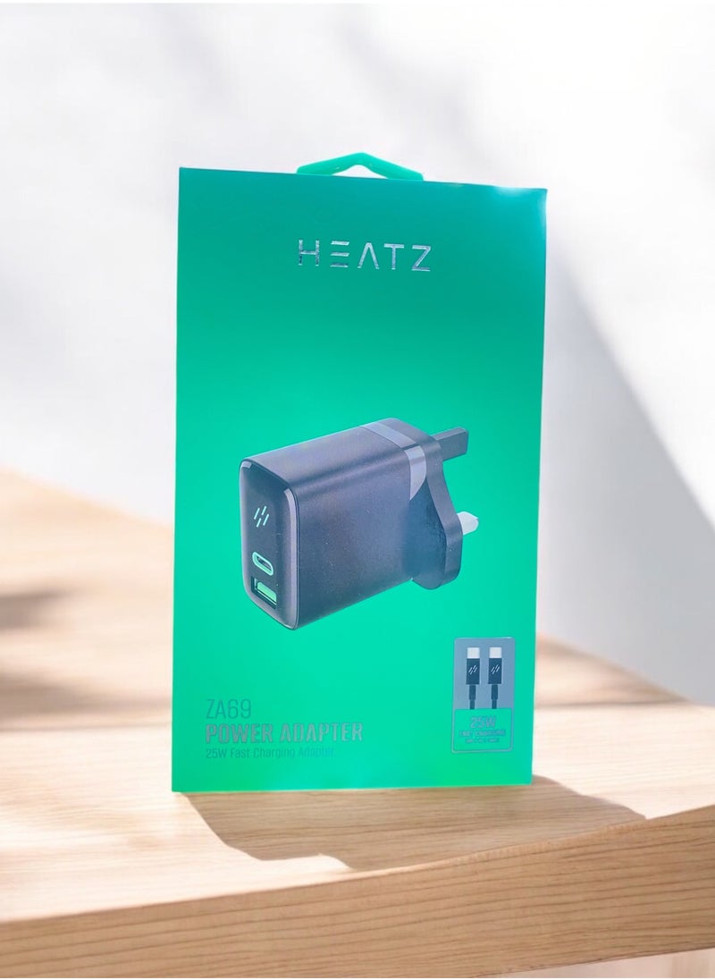 HEATZ DUAL POWER ADAPTER 25W FAST CHARGING COMPITABLE FOR ALL iPHONES and iPAD  - Image 1