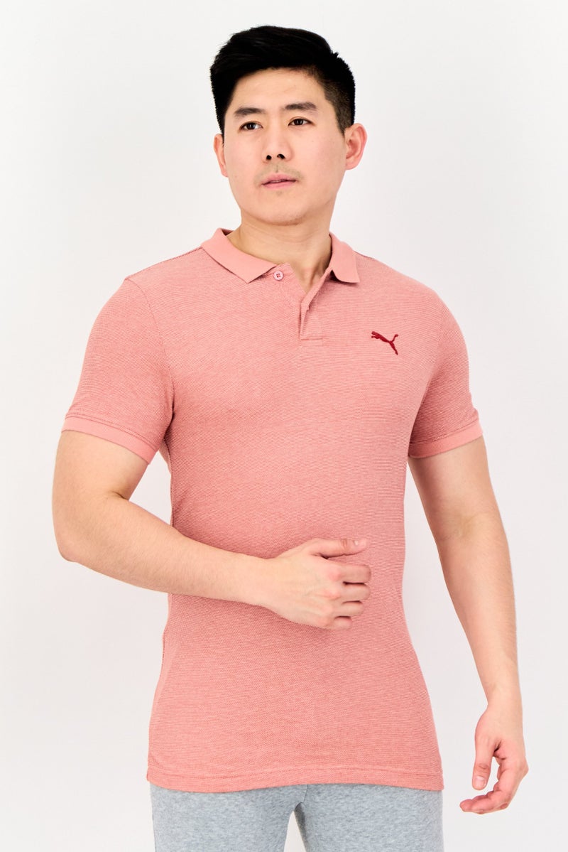 PUMA قميص بولو خارجي للرجال بقصة ضيقة بأكمام قصيرة، وردي روزيت - Image 1