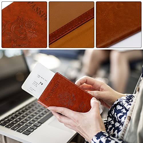 TIGARI Passport Holder for Travel Women Men, PU Leather Passport Wallet Cover Case Sleeve, Waterproof Protected Document Organizer, Family Vacation Plane Cruise Travel Essentials-Brown - Image 5