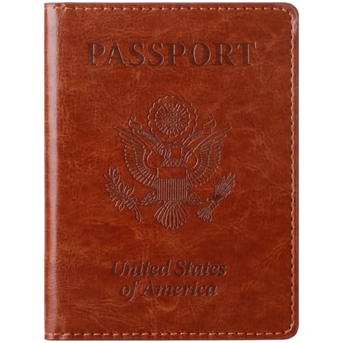 TIGARI Passport Holder for Travel Women Men, PU Leather Passport Wallet Cover Case Sleeve, Waterproof Protected Document Organizer, Family Vacation Plane Cruise Travel Essentials-Brown - Image 2