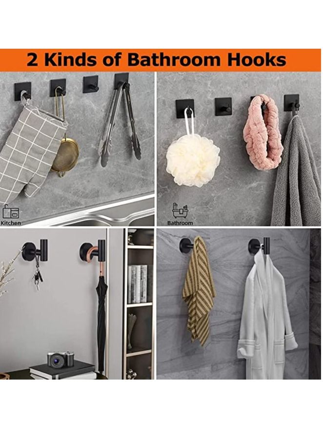 7 Pieces Bathroom Hardware Set 15.7 Inch Hand Towel Bar Toilet Paper Holder 3 Robe Towel Hooks Towel Rack Set Black  - Image 3