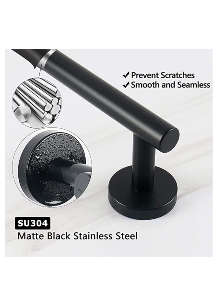 7 Pieces Bathroom Hardware Set 15.7 Inch Hand Towel Bar Toilet Paper Holder 3 Robe Towel Hooks Towel Rack Set Black  - Image 5