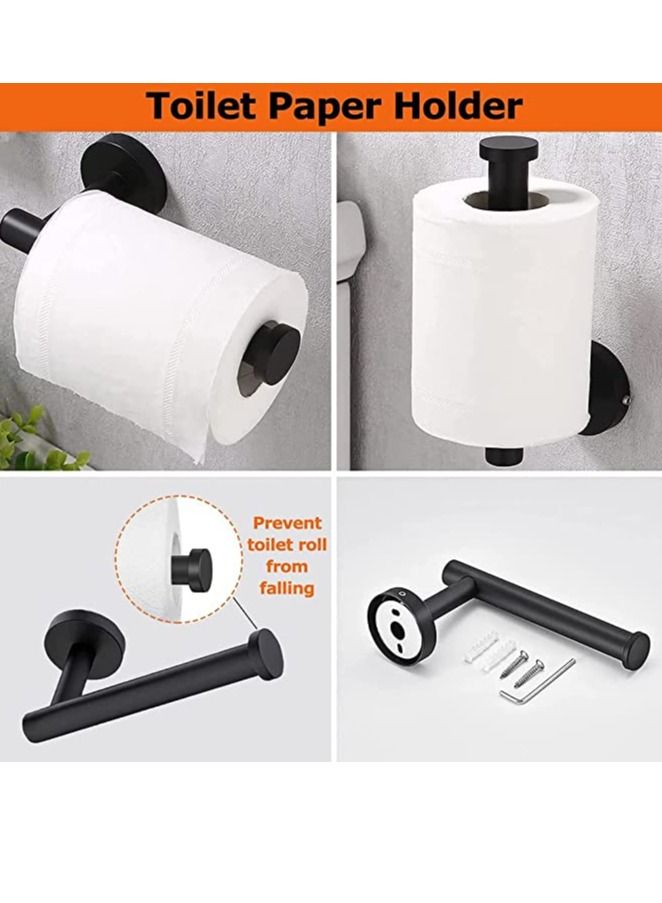 7 Pieces Bathroom Hardware Set 15.7 Inch Hand Towel Bar Toilet Paper Holder 3 Robe Towel Hooks Towel Rack Set Black  - Image 4