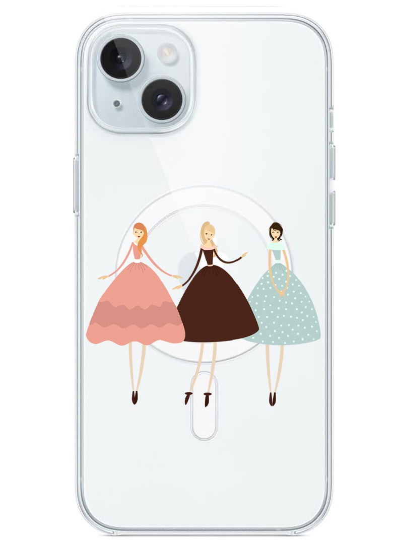 Theodor Magnetic Case for iPhone 15 6.1-inch Compatible with MagSafe Wireless Charging, Shockproof Phone Bumper Cover Pretty Girls Illustration - Image 1