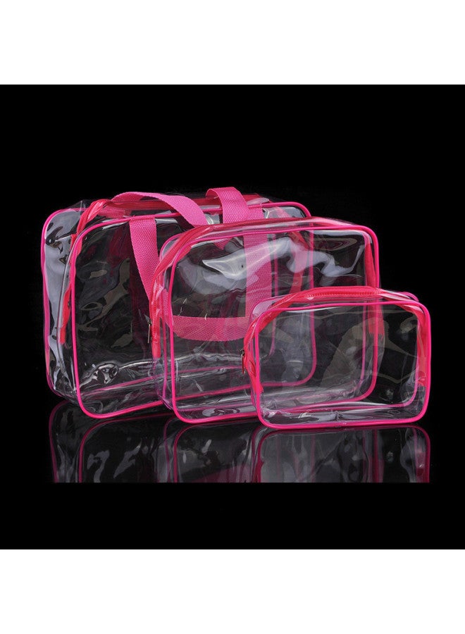 Spot Travel Toiletries Large Capacity Dry And Wet Separation Transparent Portable Three-piece Pvc Cosmetic Bag