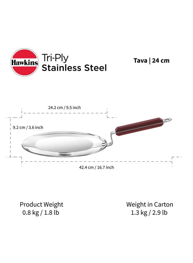 Hawkins 24 cm Tava, Triply Stainless Steel Tawa with Stainless Steel Handle, Induction Tawa, Silver (SSTV24) - Image 5