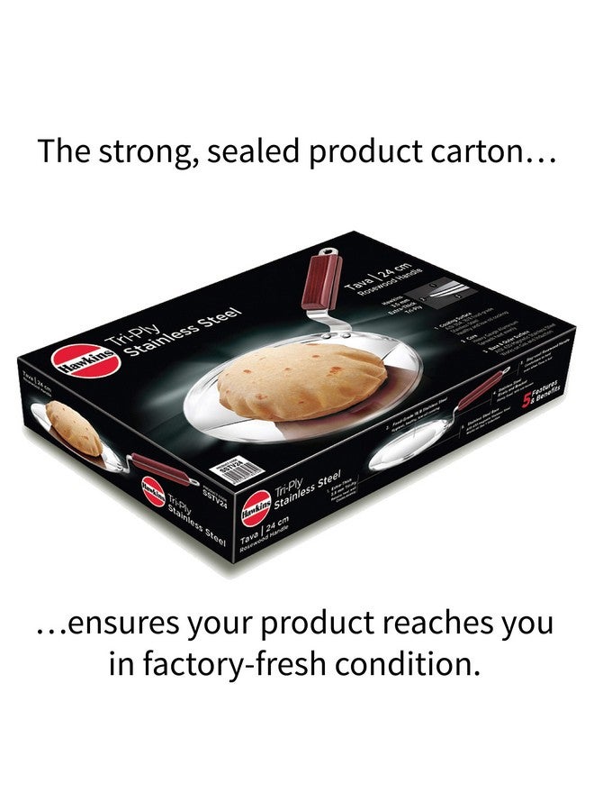 Hawkins 24 cm Tava, Triply Stainless Steel Tawa with Stainless Steel Handle, Induction Tawa, Silver (SSTV24) - Image 4