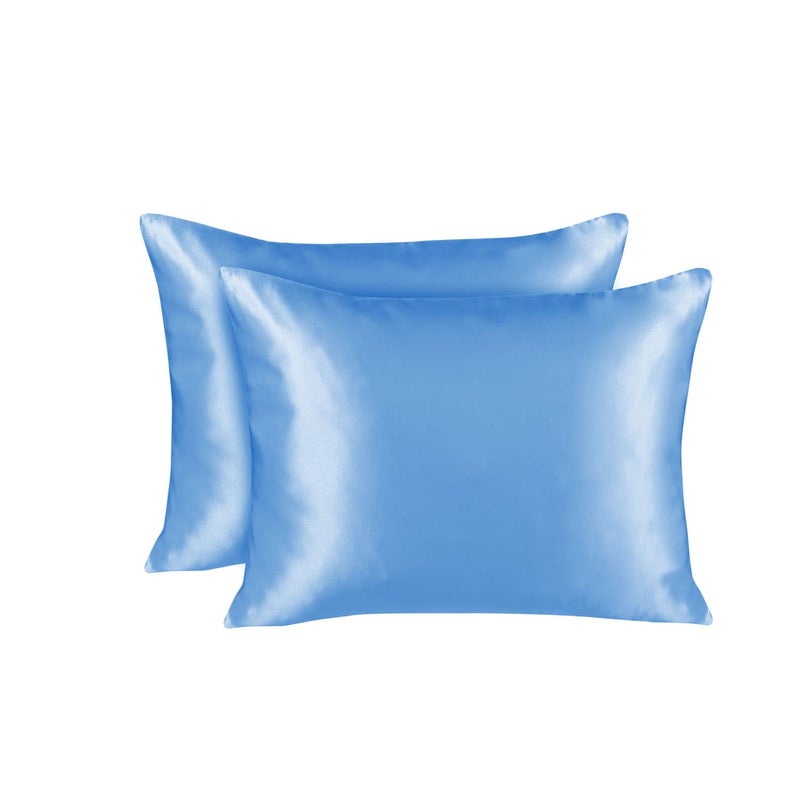 ShopBedding Luxury Satin Pillowcase for Hair  King Satin Pillowcase with Zipper Jewel Blue Pillowcase Set of 2  Blissford