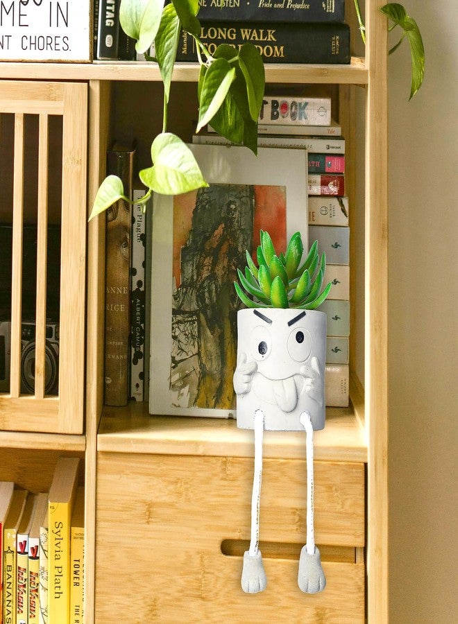INFTYLE Creative Artificial Succulent Plants in pots - 2 Pieces Mini Fake Plant Faux Succulent Emotional Cement Potted for Home Desk Shelf Kitchen and Office Decor (2PCS) - Image 5