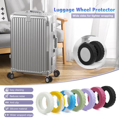 UMUST 8Pcs Luggage Wheel CoversSilicone Suitcase Cover for 224 Spinner Wheel Carry On Luggage Wheels ProtectorUpgrade Suitcase Wheels ProtectiveEssential Travel AccessoriesBlack - Image 3