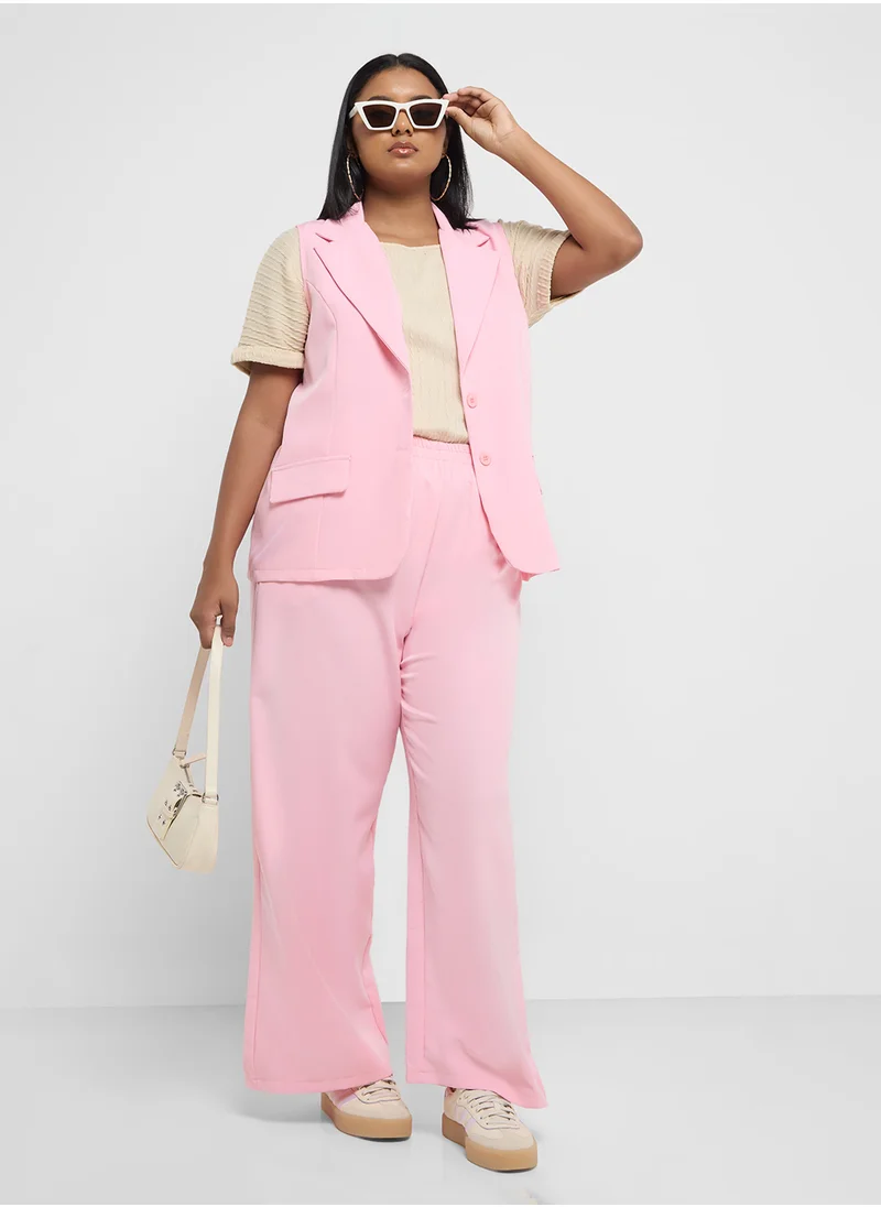 Ginger Plus Longline Waistcoat & Wide Fit Pant Co-Ord Set