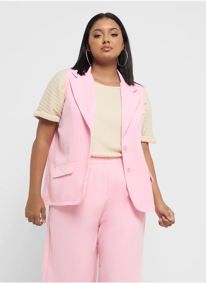 Ginger Plus Longline Waistcoat & Wide Fit Pant Co-Ord Set