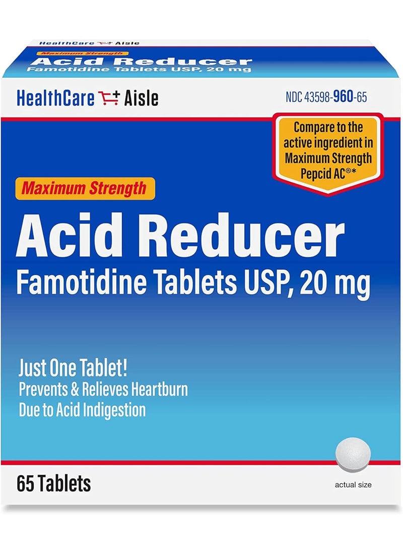 HealthCareAisle HealthCareAisle Famotidine 20 mg - 65 Tablets - Maximum Strength Acid Reducer - Prevents and Relieves Heartburn Due to Acid Indigestion 