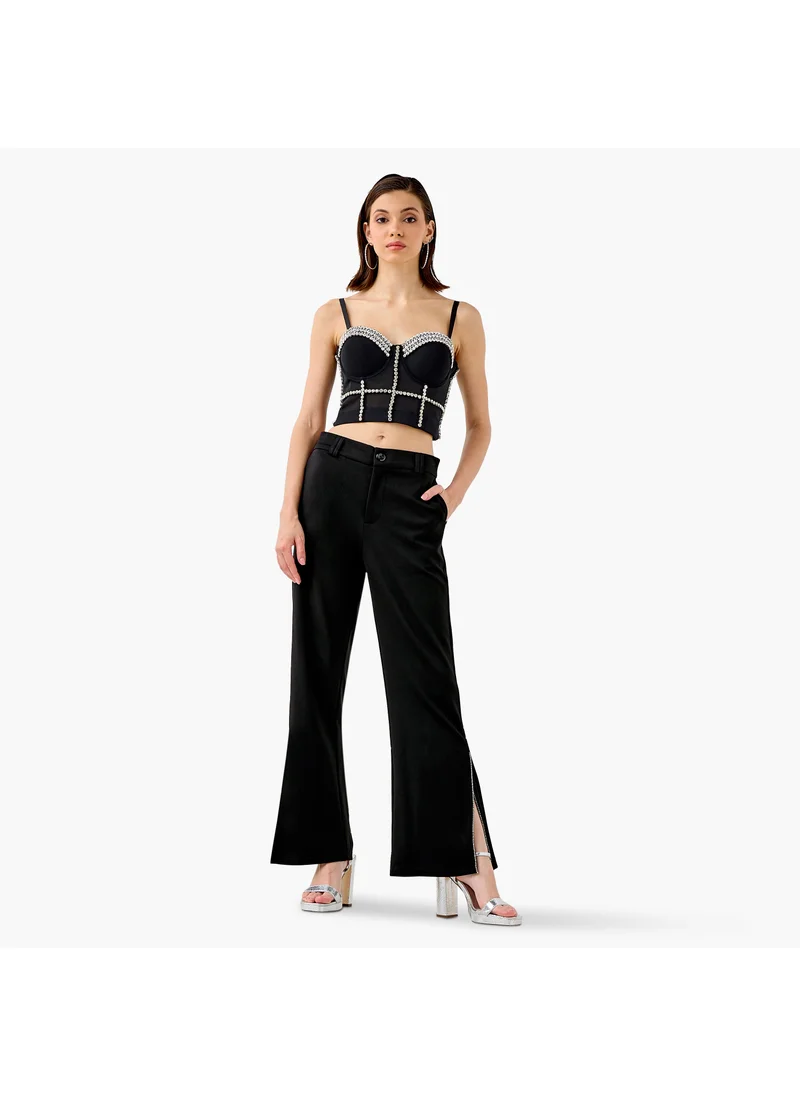 تواكستريمز 2Xtremz Mid-Rise Pants with Pockets and Slit Detail