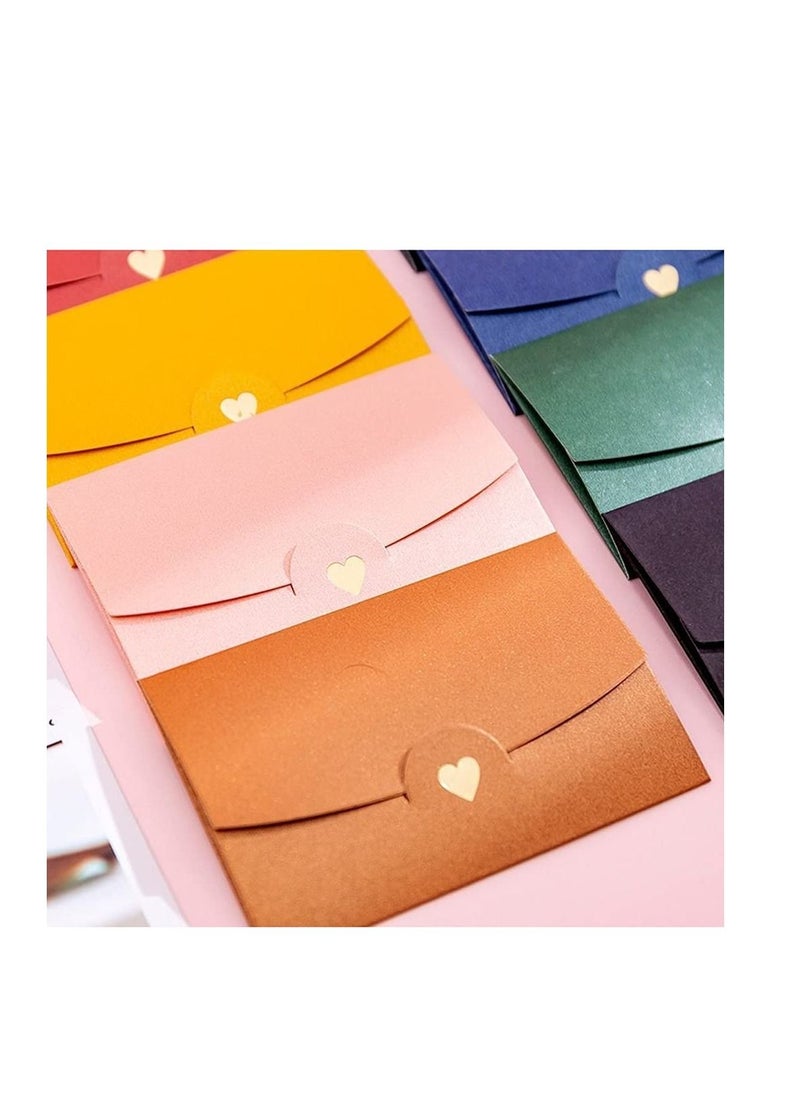 Y&D - Mini Envelopes, 48 Pieces Gift Card Multi Color Envelope, with Heart Clasp, for Invitations, Postcard,Wedding, DIY Cards, Valentine's Day - Image 1