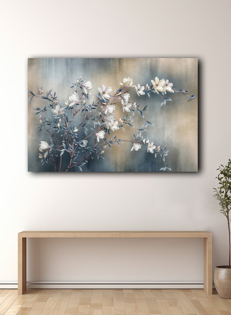 LOWHA Canvas Wall Art Stretched Over Wooden Frame with Flowers Painting - Image 1