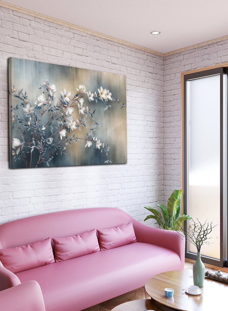 LOWHA Canvas Wall Art Stretched Over Wooden Frame with Flowers Painting - Image 2