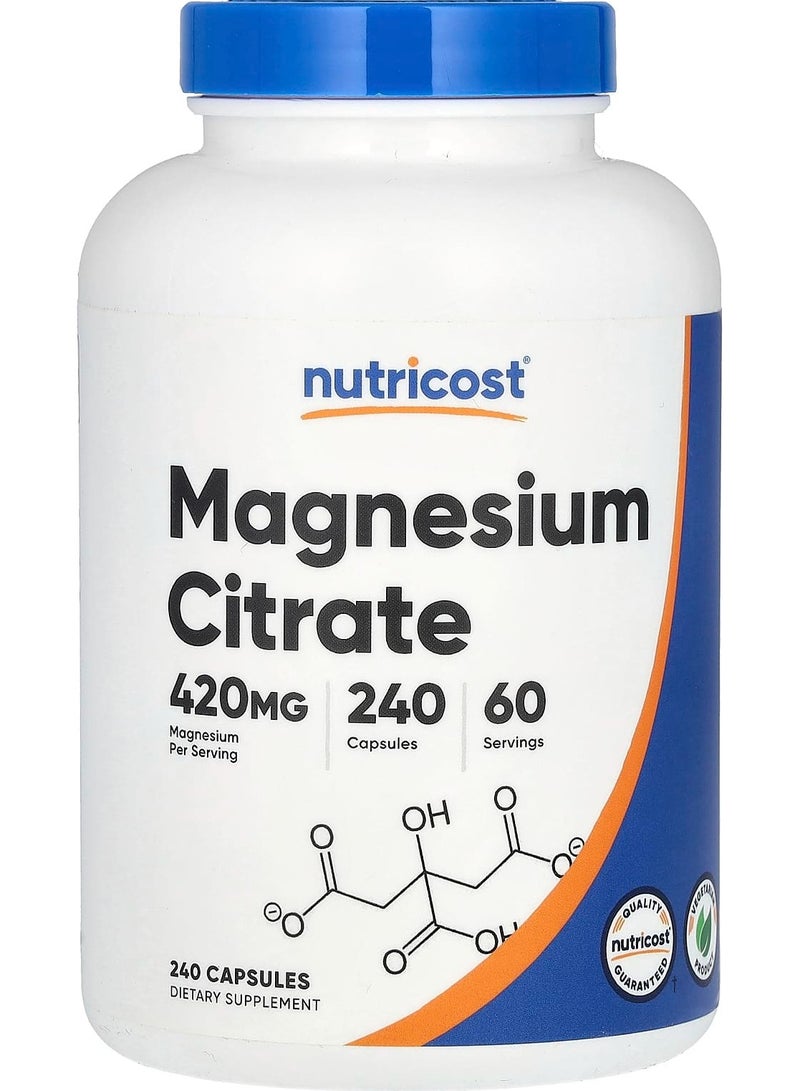 Magnesium Citrate, 420 mg, 240 Capsules (105 mg per Capsule)