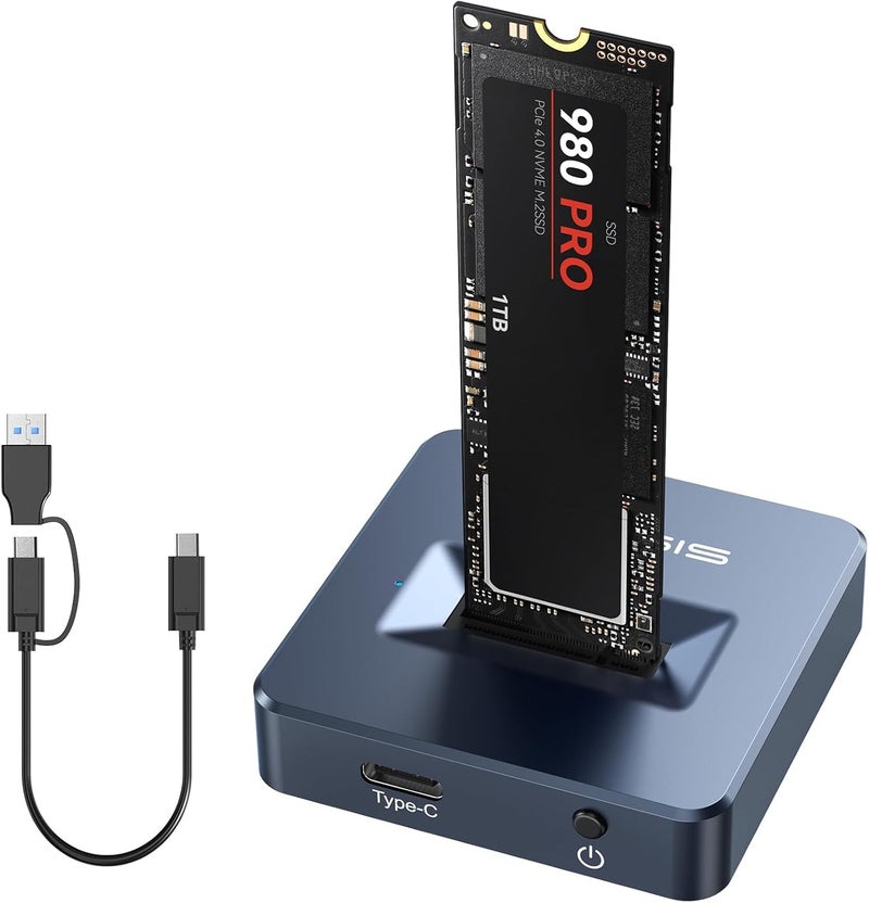 FREEGENE ACASIS NVME SSD Enclosure, M.2 NVMe & SATA to USB C/A Docking Station/Adapter/Reader, USB 3.2 Gen 2(10 Gbps), Aluminium Alloy Housing, Supports M.2 NVMe & SATA SSD (M Key & B+M Key) - Image 1