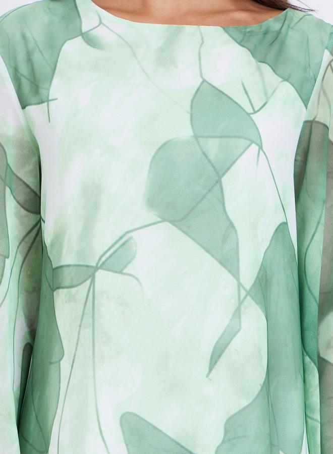 ستايلي جلابية مطبعة بالكامل مع أكمام طويلة - Image 4