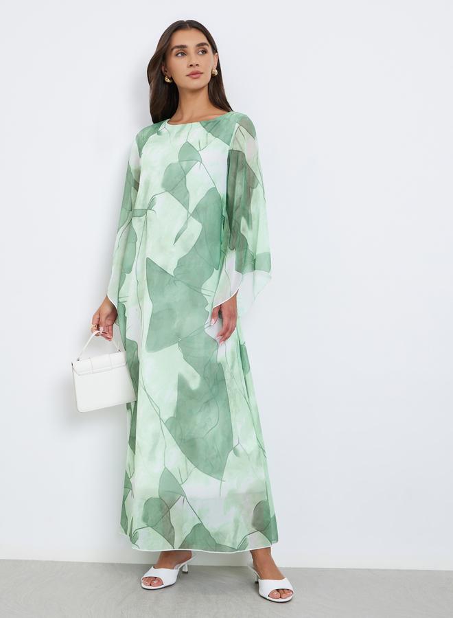 ستايلي جلابية مطبعة بالكامل مع أكمام طويلة - Image 1