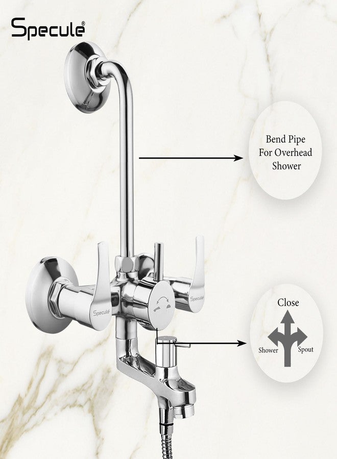 Specule 3 In 1 Wall Mixer with Hand Shower 1.5 Meter | Hose Overhead Shower and Diverter | Chrome Finish Premium Bathroom Shower Set (Topaz) - Image 4