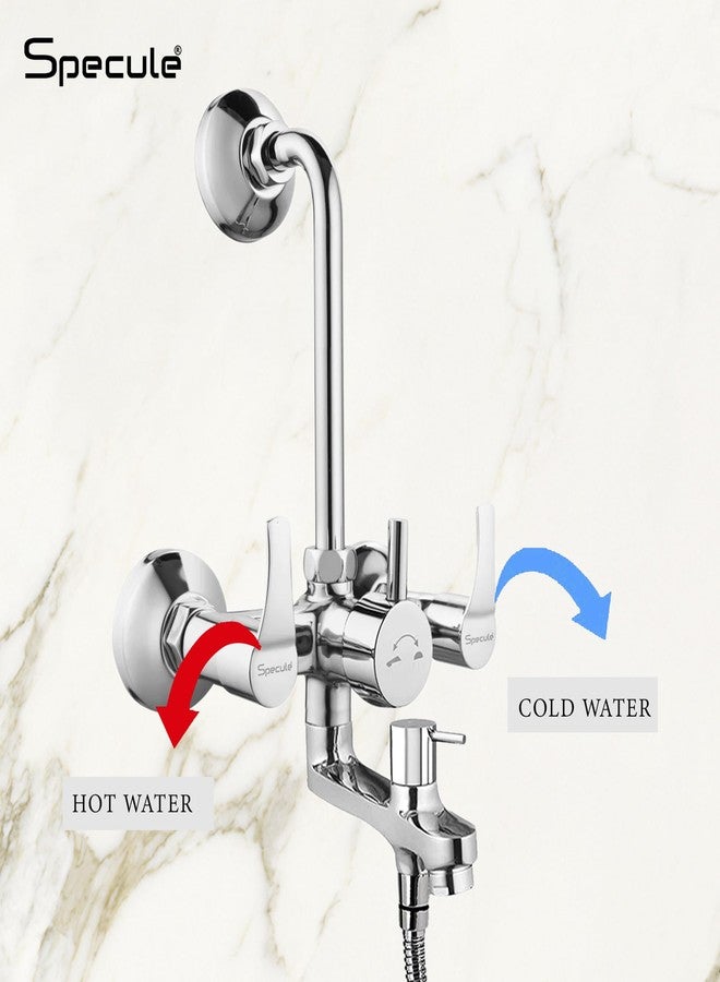 Specule 3 In 1 Wall Mixer with Hand Shower 1.5 Meter | Hose Overhead Shower and Diverter | Chrome Finish Premium Bathroom Shower Set (Topaz) - Image 2